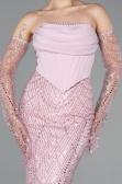 Long Powder Color Beaded Evening Dress ABU5922