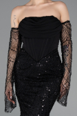 Long Black Beaded Evening Dress ABU5922