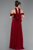 Burgundy Long Chiffon Plus Size Evening Dress ABU5551