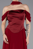Burgundy Long Chiffon Plus Size Evening Dress ABU5551