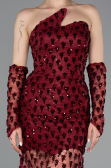Short Burgundy Scaly Mermaid Evening Gown ABK2581