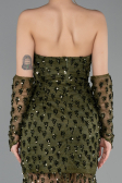 Short Olive Drab Scaly Mermaid Evening Gown ABK2581
