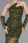 Short Olive Drab Scaly Mermaid Evening Gown ABK2581