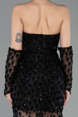 Short Black Scaly Mermaid Evening Gown ABK2581