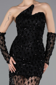 Short Black Scaly Mermaid Evening Gown ABK2581