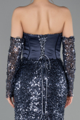 Long Anthracite Scaly Mermaid Evening Gown ABU5927