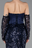 Long Navy Blue Scaly Mermaid Evening Gown ABU5927
