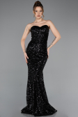 Long Black Scaly Mermaid Evening Gown ABU5927