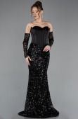 Long Black Scaly Mermaid Evening Gown ABU5927