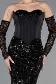 Long Black Scaly Mermaid Evening Gown ABU5927