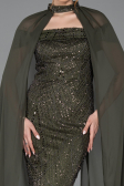 Long Olive Drab Beaded Evening Dress ABU5915