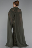 Long Olive Drab Beaded Evening Dress ABU5915
