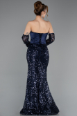 Long Navy Blue Scaly Mermaid Evening Gown ABU5927