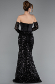 Long Black Scaly Mermaid Evening Gown ABU5927