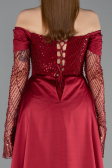 Long Burgundy Beaded Evening Dress ABU5934