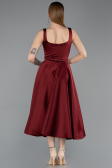 Midi Burgundy Satin Cocktail Dress ABK2586