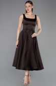 Midi Brown Satin Cocktail Dress ABK2586