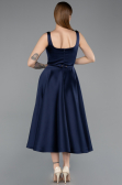 Midi Navy Blue Satin Cocktail Dress ABK2586