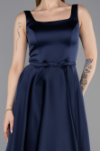 Midi Navy Blue Satin Cocktail Dress ABK2586