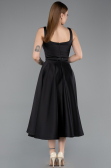 Midi Black Satin Cocktail Dress ABK2586