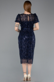 Midi Navy Blue Beaded Cocktail Dress ABK2412