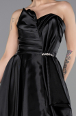 Black Strapless Slit Long Satin Prom Dress ABU4561