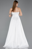 Long White Satin Evening Dress ABU5932