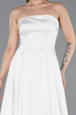Long White Satin Evening Dress ABU5932