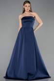 Long Navy Blue Satin Evening Dress ABU5932