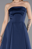 Long Navy Blue Satin Evening Dress ABU5932