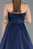 Long Navy Blue Satin Evening Dress ABU5932