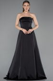Long Black Satin Evening Dress ABU5932