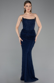 Long Navy Blue Dantelle Mermaid Prom Dress ABU5933