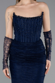 Long Navy Blue Dantelle Mermaid Prom Dress ABU5933