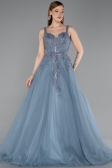 Long Dusty Blue Special Design Engagement Dress ABU5961