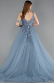 Long Dusty Blue Special Design Engagement Dress ABU5961