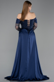 Long Navy Blue Beaded Evening Dress ABU5934