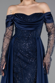 Long Navy Blue Beaded Evening Dress ABU5934