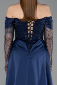 Long Navy Blue Beaded Evening Dress ABU5934