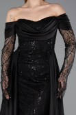 Long Black Beaded Evening Dress ABU5934