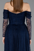Long Navy Blue Dantelle Evening Dress ABU5945