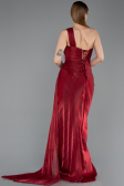 Long Burgundy Chiffon Prom Gown ABU5946