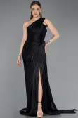 Long Black Chiffon Prom Gown ABU5946