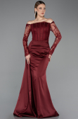 Long Burgundy Satin Mermaid Prom Dress ABU5949