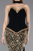 Long Black Scaly Haute Couture Dress ABU5968