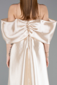 Beige Long Beaded Evening Dress ABU5234