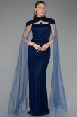 Long Navy Blue Dantelle Evening Dress ABU5941