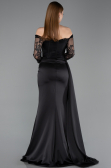 Long Black Satin Mermaid Prom Dress ABU5949