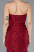 Burgundy Long Dantelle Evening Dress ABU5815