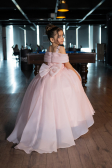 Long Salmon Satin Kid Wedding Dress ABG173